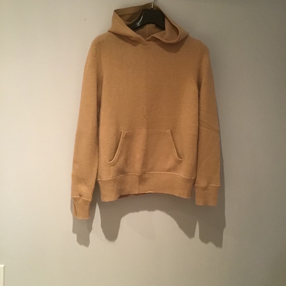 Hooded cashmere tan sweater
